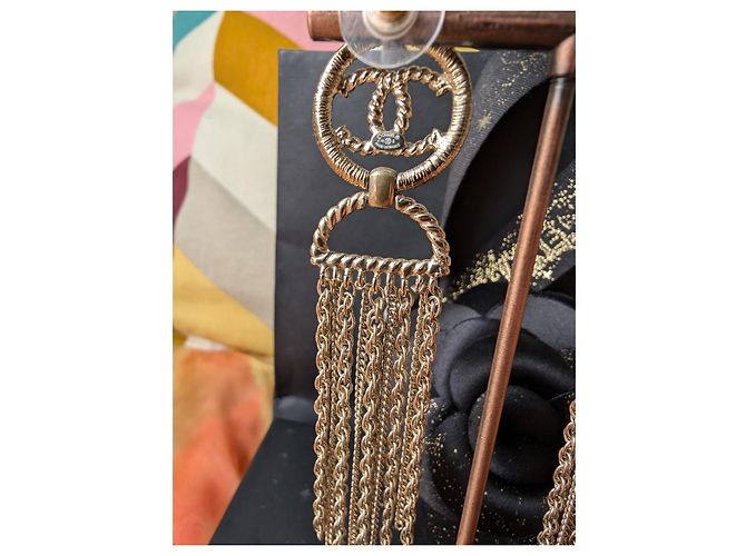 Chanel CC A16S Catena Lunga Logo GHW CocoMark Orecchini Scatola D'oro - vista 9