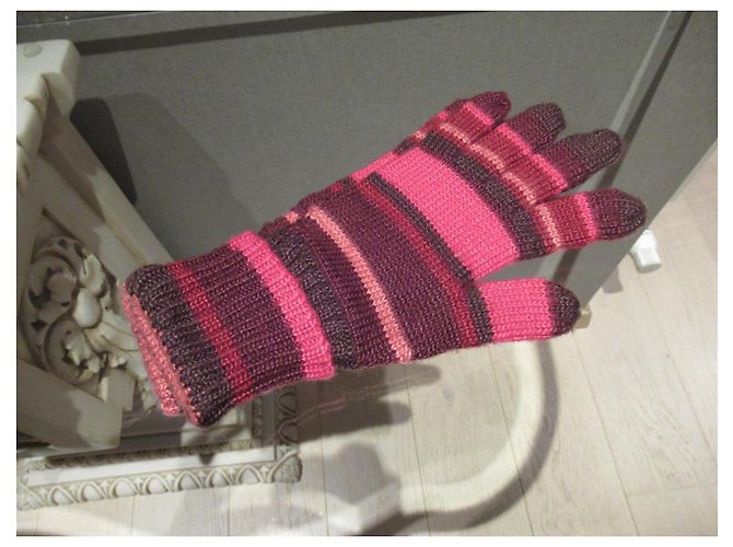 Autre Marque Gestreifte Wollhandschuhe InWear Braun Pink Rot Fuschia - Ansicht 2