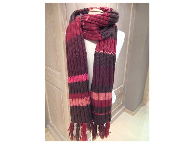 Autre Marque Gestreifte Wollhandschuhe InWear Braun Pink Rot Fuschia - Ansicht 5