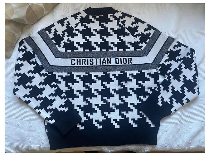 Dior Hahnentritt Pullover aus Kaschmir und Wolle Schwarz Elfenbein Aus weiß - Ansicht 3