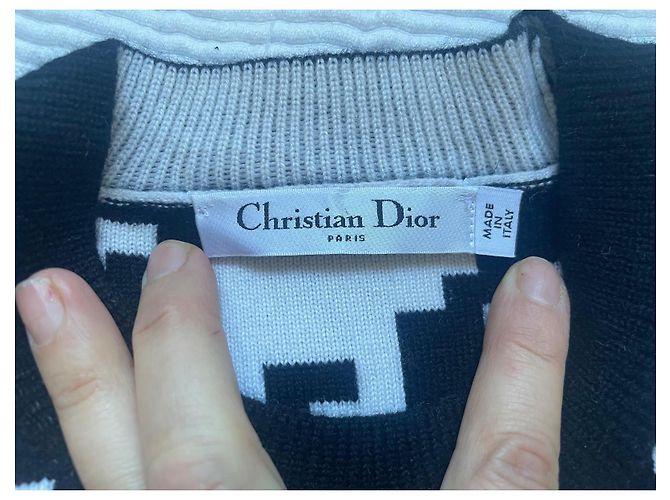 Dior Hahnentritt Pullover aus Kaschmir und Wolle Schwarz Elfenbein Aus weiß - Ansicht 4