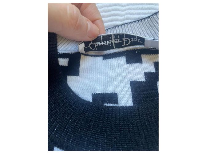 Dior Hahnentritt Pullover aus Kaschmir und Wolle Schwarz Elfenbein Aus weiß - Ansicht 6