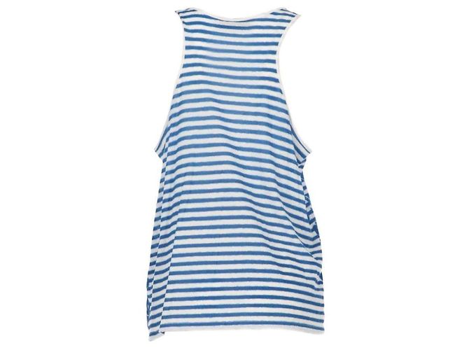 Stella Mc Cartney Top de algodón a rayas Stella McCartney - Años 2010 Blanco Azul Arena - vista 2