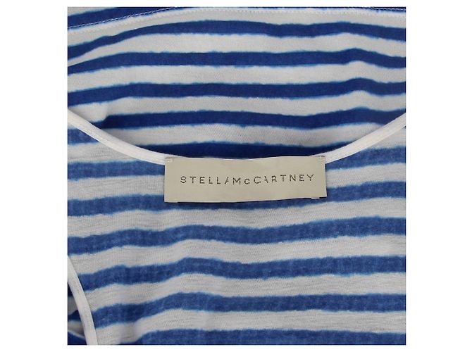 Stella Mc Cartney Top de algodón a rayas Stella McCartney - Años 2010 Blanco Azul Arena - vista 6
