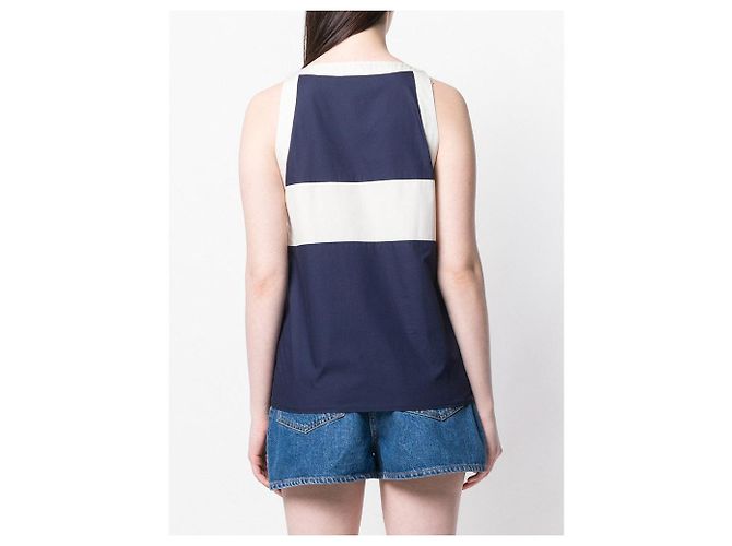 Top de algodón azul y blanco de Chanel Arena - vista 4
