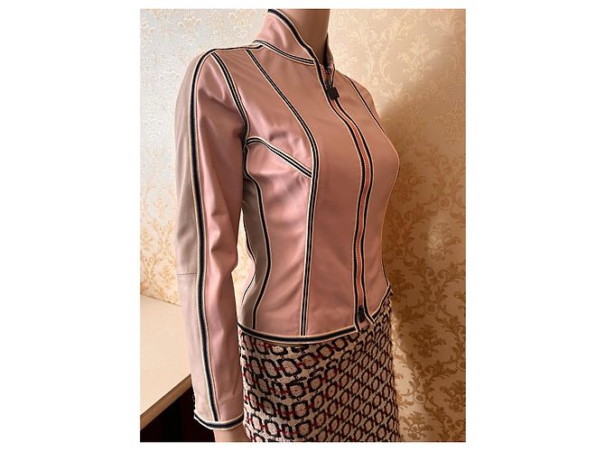 Chanel Leder Bikerjacke Größe 40IT Mehrfarben - Ansicht 11