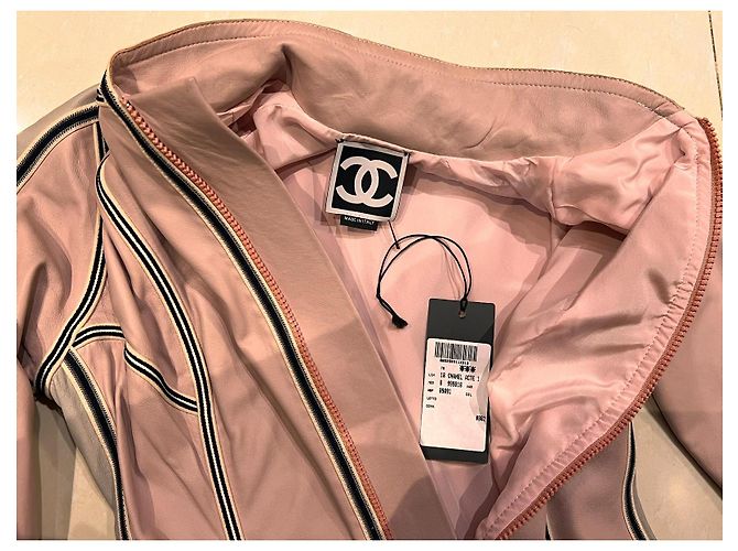 Chanel Leder Bikerjacke Größe 40IT Mehrfarben - Ansicht 4