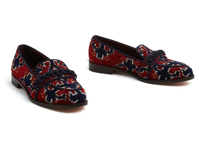 Mocassini Aquazzura EU38 Borgogna Blu Marino Martin Loafers UK5 US7.5 - vista 3