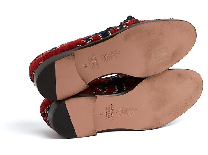 Mocassini Aquazzura EU38 Borgogna Blu Marino Martin Loafers UK5 US7.5 - vista 5