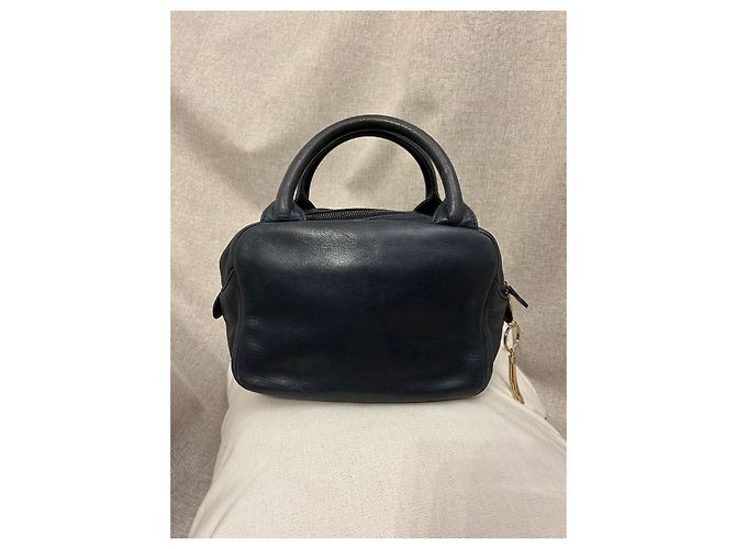Borsa a mano Christian Dior Baby Dior in pelle blu navy - vista 11