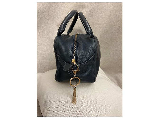 Borsa a mano Christian Dior Baby Dior in pelle blu navy - vista 2