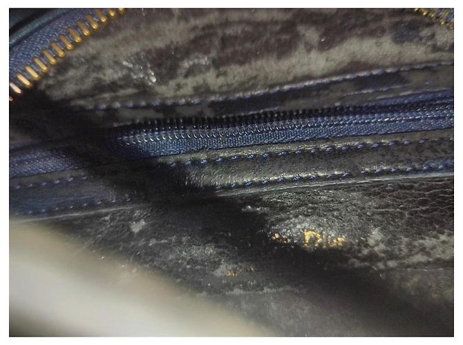 Borsa a mano Christian Dior Baby Dior in pelle blu navy - vista 6