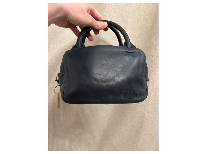 Borsa a mano Christian Dior Baby Dior in pelle blu navy - vista 9