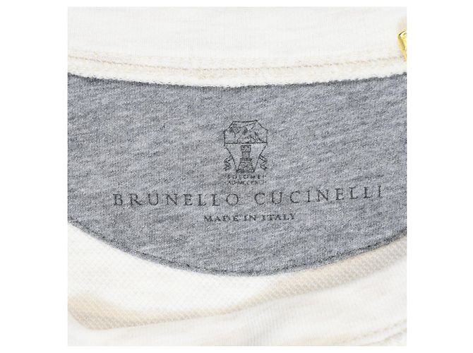 Felpa con collo rotondo stampata Brunello Cucinelli in cotone bianco - vista 4