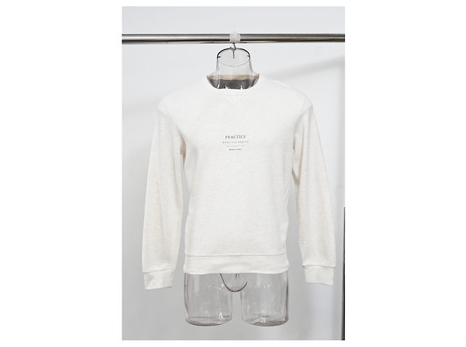 Felpa con collo rotondo stampata Brunello Cucinelli in cotone bianco - vista 6