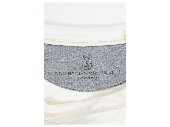 Felpa con collo rotondo stampata Brunello Cucinelli in cotone bianco - vista 9