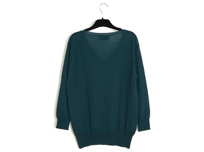 Prada Pull Top Oversize FR36/38 Azul Verde Suéter de Lã UK8/10 US6/8 - vista 4