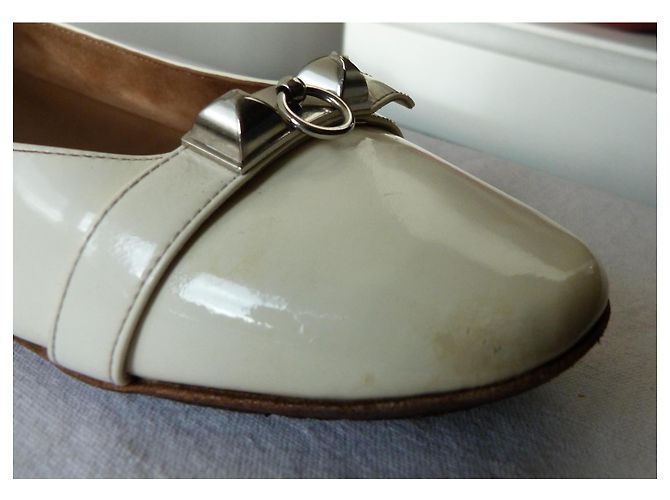 Hermès Ballerine Argento Bianco sporco - vista 11