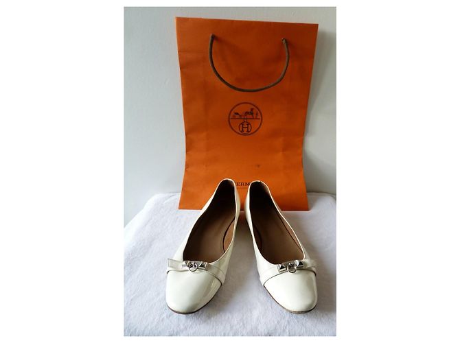 Hermès Ballerine Argento Bianco sporco - vista 2