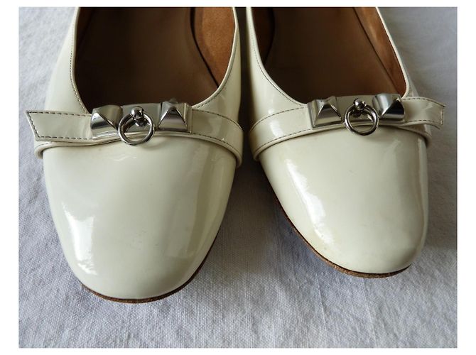 Hermès Ballerine Argento Bianco sporco - vista 4
