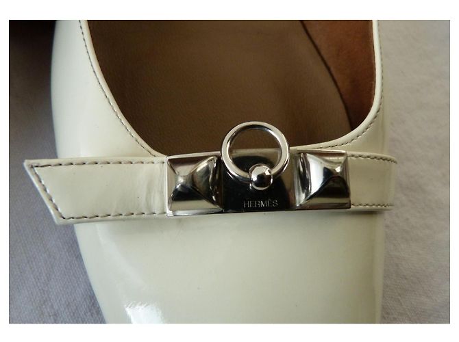 Hermès Ballerine Argento Bianco sporco - vista 5