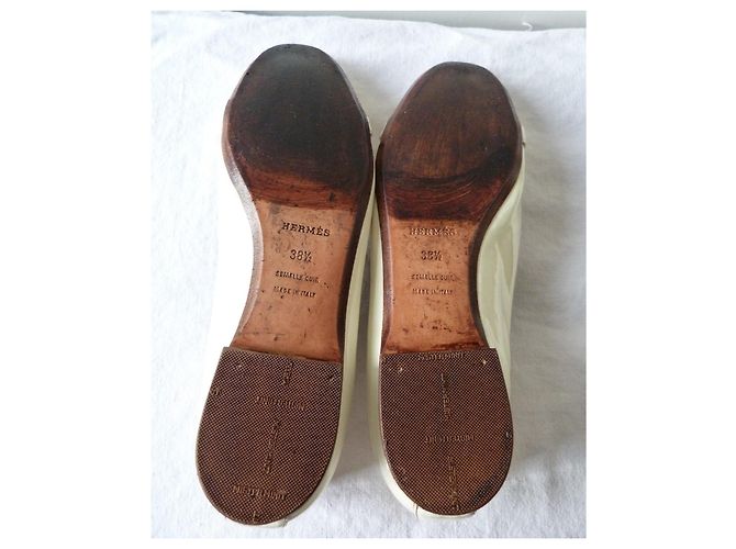 Hermès Ballerine Argento Bianco sporco - vista 7