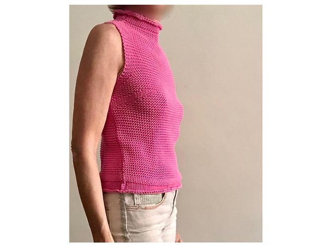 Ärmelloser rosa Baumwollpullover Adolfo Dominguez Größe 34-36 Pink - Ansicht 8