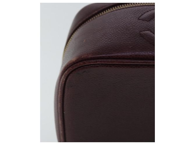 Pochette Vanity COCO Mark CHANEL Pelle Caviar Rosso Vino Oro CC Auth 95362 D'oro Bordò - vista 15