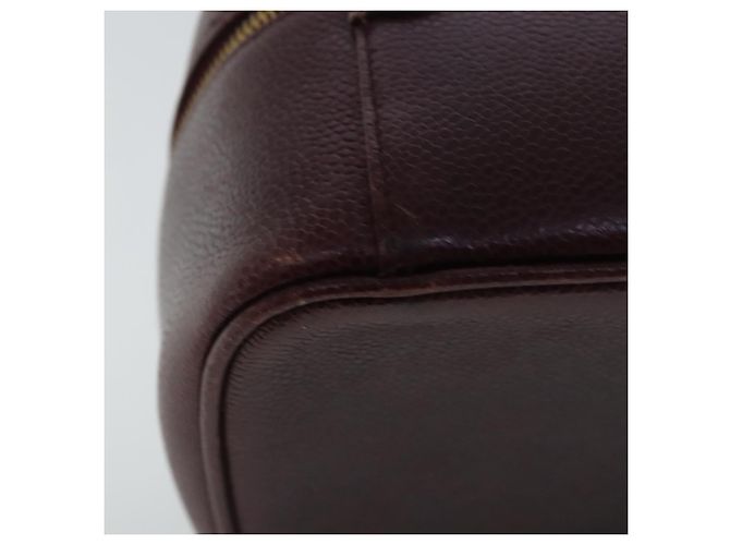 Pochette Vanity COCO Mark CHANEL Pelle Caviar Rosso Vino Oro CC Auth 95362 D'oro Bordò - vista 17