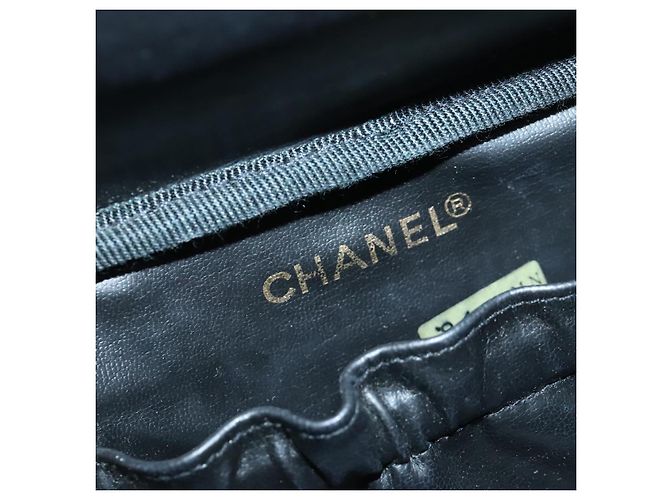 Pochette Vanity COCO Mark CHANEL Pelle Caviar Rosso Vino Oro CC Auth 95362 D'oro Bordò - vista 19