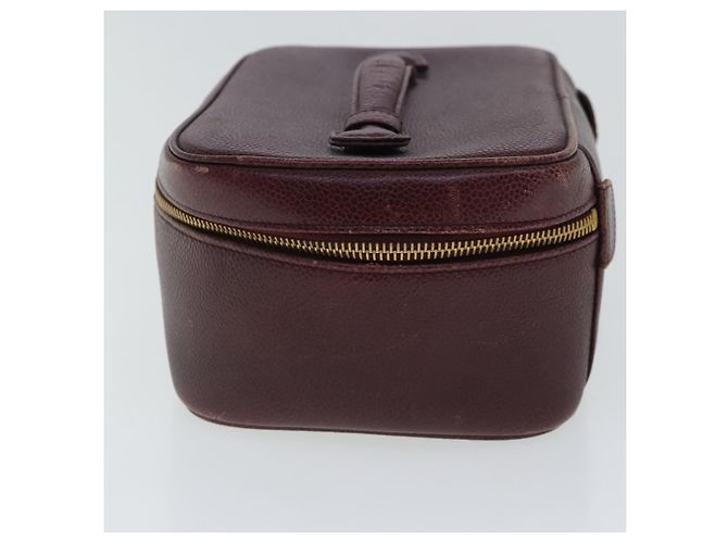 Pochette Vanity COCO Mark CHANEL Pelle Caviar Rosso Vino Oro CC Auth 95362 D'oro Bordò - vista 4