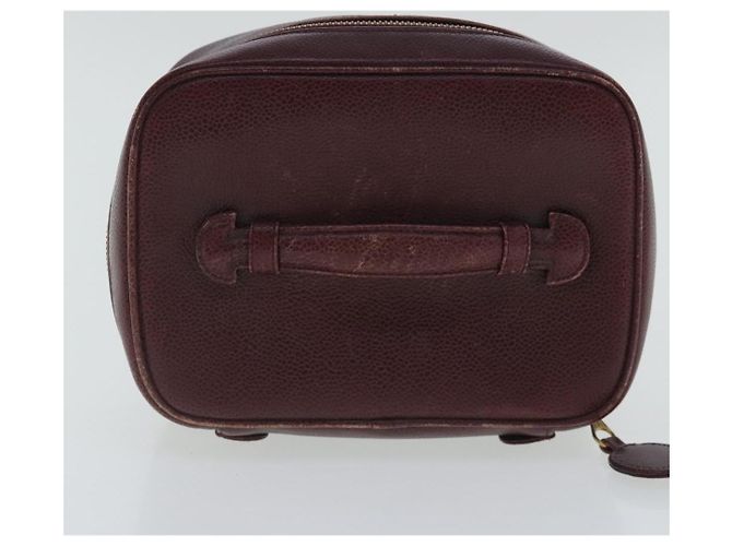 Pochette Vanity COCO Mark CHANEL Pelle Caviar Rosso Vino Oro CC Auth 95362 D'oro Bordò - vista 5