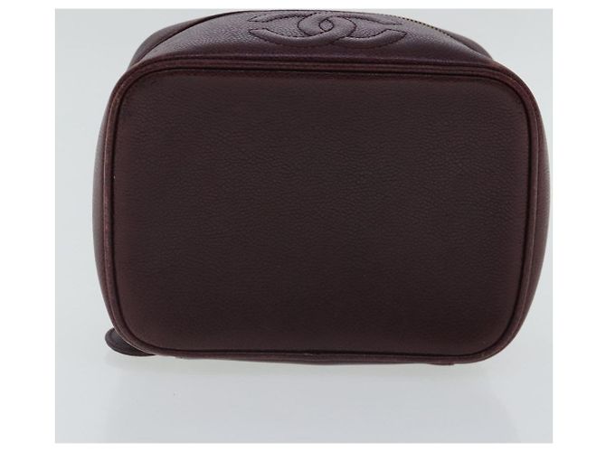 Pochette Vanity COCO Mark CHANEL Pelle Caviar Rosso Vino Oro CC Auth 95362 D'oro Bordò - vista 7
