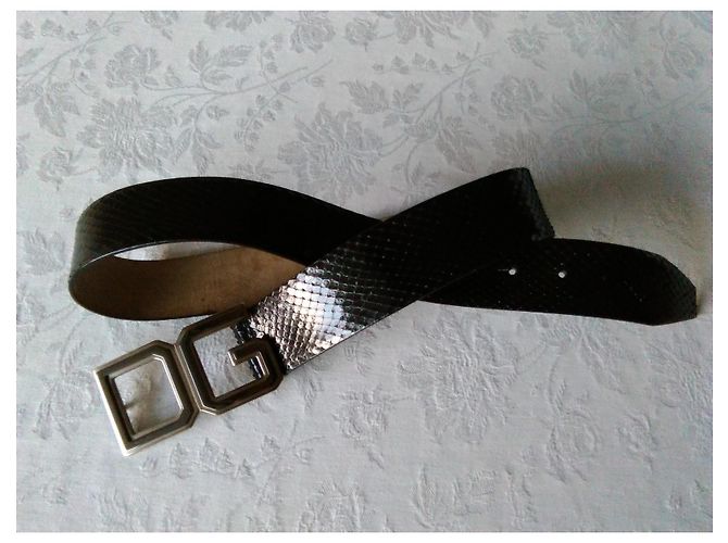 Dolce & Gabbana DOLCE&GABBANA PYTHON LEATHER BELT WITH DG BUCKLE. Black - view 4