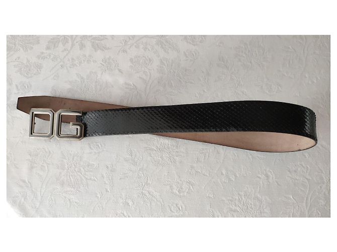 Dolce & Gabbana DOLCE&GABBANA PYTHON LEATHER BELT WITH DG BUCKLE. Black - view 5