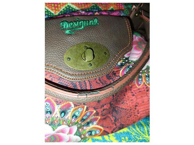 Borsa Desigual in pelle di vitello e tela Multicolore - vista 7