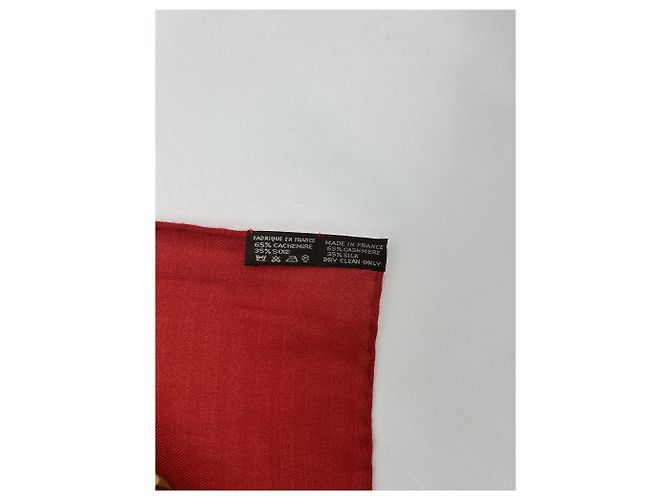 Foulard vintage Hermès "Jungle Love" Rosso Beige Stampa leopardo Blu navy Lavanda - vista 10