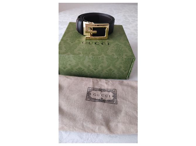GUCCI REVERSIBLE BELT WITH G SQUARE BUCKLE. Brown Black - view 2
