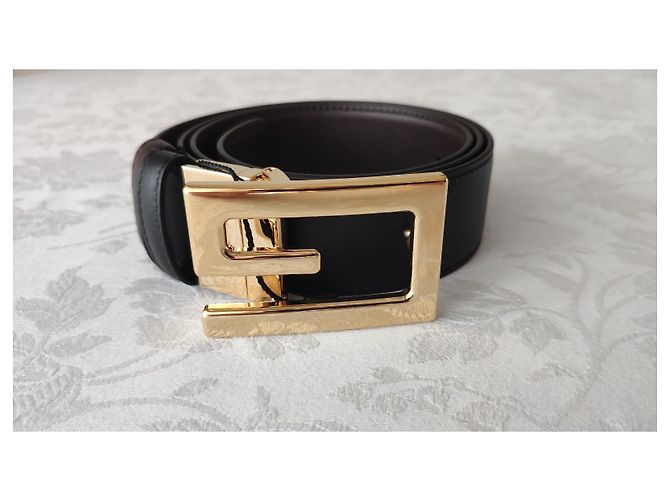GUCCI REVERSIBLE BELT WITH G SQUARE BUCKLE. Brown Black - view 5