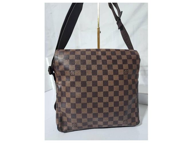 Borsa Naviglio in tela Damier Ebene Louis Vuitton marrone - vista 5