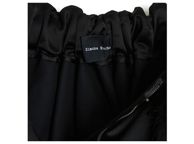 Falda Simone Rocha FR38 Negra de Satén de Algodón y Plumas UK10 US8 Negro - vista 3