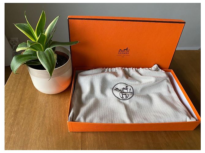 Jige Clutch Hermès Camel in Pelle Grena Cammello - vista 4