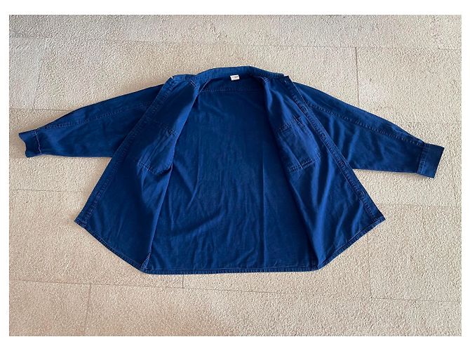 inconnue Camicia in cotone blu indaco - vista 10