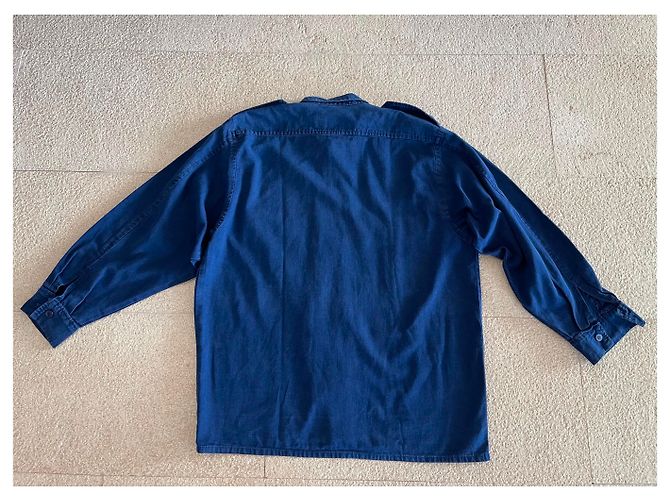 inconnue Camicia in cotone blu indaco - vista 11