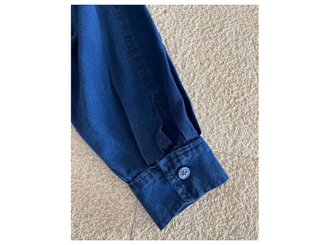 inconnue Camicia in cotone blu indaco - vista 12