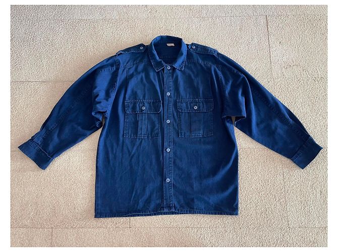 inconnue Camicia in cotone blu indaco - vista 7