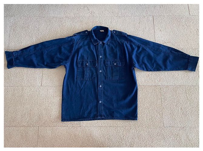 inconnue Camicia in cotone blu indaco - vista 9