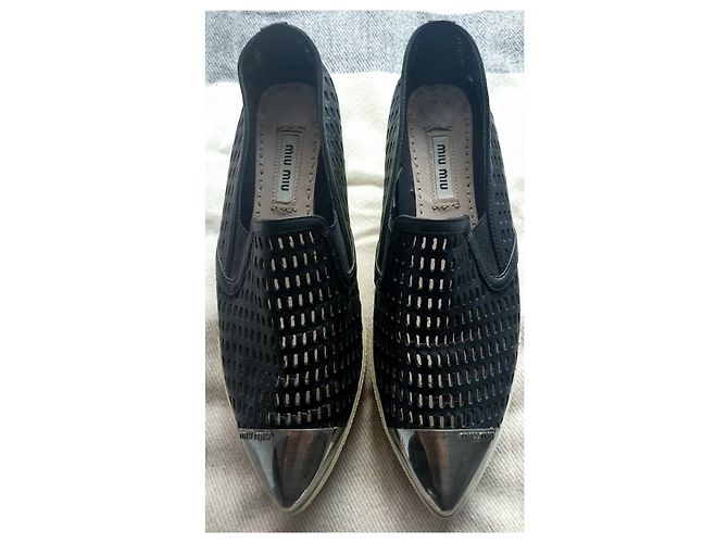 Baskets à plateforme Miu Miu Noir Argenté - vue 11