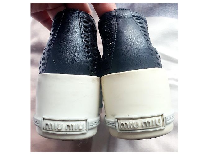 Baskets à plateforme Miu Miu Noir Argenté - vue 5