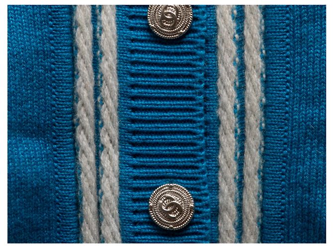 CHANEL Strickwaren T.FR 50 Kaschmir Blau - Ansicht 7